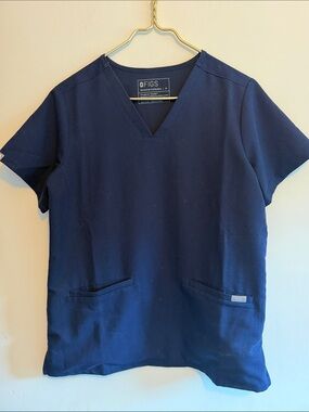 Figs Navy Blue V-Neck Scrub Top